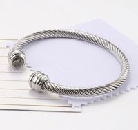 Titanium Steel Wire Rope Bracelet Twelve Birthstone Opening Adjustable Zircon Bangle main image 1