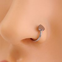 Hip-hop Heart Shape Solid Color Stainless Steel Nose Ring main image 1