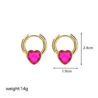 1 Pair Elegant Roman Style Heart Shape Plating Inlay Copper Glass 18k Gold Plated Earrings sku image 2