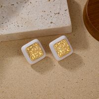 1 Pair Elegant Vintage Style Geometric Heart Shape Enamel Plating Copper 18k Gold Plated Ear Studs main image 2