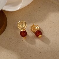 1 Pair Elegant Vintage Style Geometric Heart Shape Enamel Plating Copper 18k Gold Plated Ear Studs main image 5