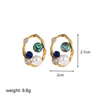1 Pair Elegant Simple Style Roman Style Geometric Plating Inlay Copper Crystal Freshwater Pearl Zircon 18k Gold Plated Drop Earrings sku image 2