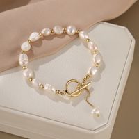 Vintage Style Simple Style Geometric Freshwater Pearl Copper Bracelets main image 1