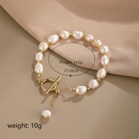 Vintage Style Simple Style Geometric Freshwater Pearl Copper Bracelets main image 2