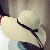 2018 Chapeau Femme Coréenne D'été Nouvelle Plage Soleil Chapeau De Plage Pliable Voyage Vacances À Larges Bords Grand Chapeau De Paille sku image 3