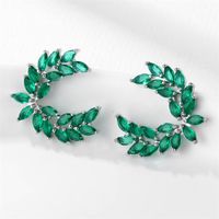 1 Pair Retro Simple Style Leaf Inlay Copper Zircon K Gold Plated Ear Studs main image 2