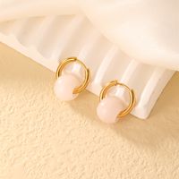 1 Pair Casual Simple Style Round Plating 304 Stainless Steel Natural Stone K Gold Plated Earrings main image 5
