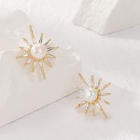 1 Pair Vintage Style Simple Style Geometric Freshwater Pearl Copper Ear Studs main image 5