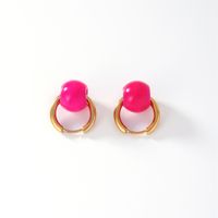 1 Pair Casual Simple Style Round Plating 304 Stainless Steel Natural Stone K Gold Plated Earrings sku image 7