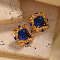 1 Pair Elegant Vintage Style Geometric Inlay Copper Glass Bead Ear Studs main image 8