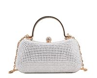 Pink White Gold Special Material Solid Color Square Evening Bags sku image 1