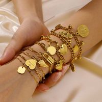 Elegant Lady Simple Style Heart Shape 304 Stainless Steel 18K Gold Plated Bracelets In Bulk main image 1