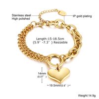 Elegant Lady Simple Style Heart Shape 304 Stainless Steel 18K Gold Plated Bracelets In Bulk main image 2