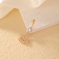 1 Piece Belly Rings Casual Modern Style Cross Devil'S Eye Leaves Copper Plating Inlay Zircon K Gold Plated main image 2