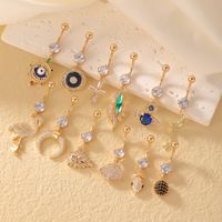 1 Piece Belly Rings Casual Modern Style Cross Devil'S Eye Leaves Copper Plating Inlay Zircon K Gold Plated main image 1