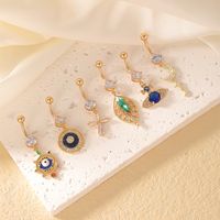 1 Piece Belly Rings Casual Modern Style Cross Devil'S Eye Leaves Copper Plating Inlay Zircon K Gold Plated main image 5