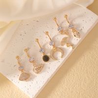 1 Piece Belly Rings Casual Modern Style Cross Devil'S Eye Leaves Copper Plating Inlay Zircon K Gold Plated main image 4