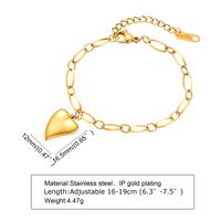 Élégant Dame Style Simple Forme De Cœur Acier Inoxydable 304 Plaqué Or 18K Bracelets En Masse sku image 3