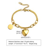 Elegant Lady Simple Style Heart Shape 304 Stainless Steel 18K Gold Plated Bracelets In Bulk sku image 4