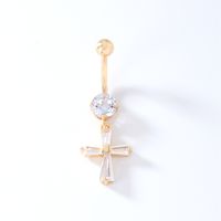 1 Piece Belly Rings Casual Modern Style Cross Devil'S Eye Leaves Copper Plating Inlay Zircon K Gold Plated sku image 1