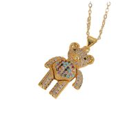 Casual Cute Streetwear Little Bear Brass 14k Gold Plated White Gold Plated Zircon Pendant Necklace In Bulk main image 6
