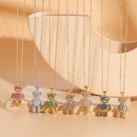 Casual Cute Streetwear Little Bear Brass 14k Gold Plated White Gold Plated Zircon Pendant Necklace In Bulk main image 5