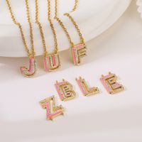 Simple Style Letter Copper Zircon Pendant Necklace In Bulk main image 5