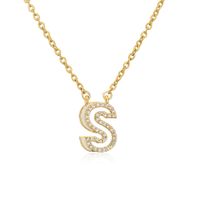 Simple Style Letter Copper Zircon Pendant Necklace In Bulk main image 4