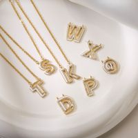 Simple Style Letter Copper Zircon Pendant Necklace In Bulk main image 3
