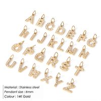 1 Piece Stainless Steel Zircon 14K Gold Plated Inlay Polished Pendant main image 5