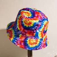 Unisex Casual Hip-hop Tie Dye Wide Eaves Bucket Hat main image 4