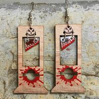 1 Pair Commute Letter Printing Wood Drop Earrings main image 4