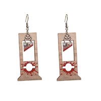 1 Paire Commuer Lettre Impression Bois Boucles D'oreilles main image 2