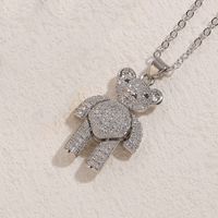 Casual Cute Streetwear Little Bear Brass 14k Gold Plated White Gold Plated Zircon Pendant Necklace In Bulk sku image 2