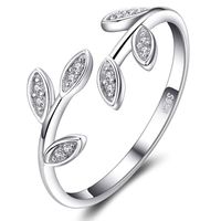 Style Simple Feuille Argent Sterling Incruster Zircon Anneaux main image 2