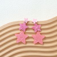 1 Pair Simple Style Star Patchwork Arylic Drop Earrings main image 4