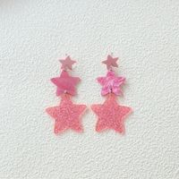 1 Pair Simple Style Star Patchwork Arylic Drop Earrings main image 2