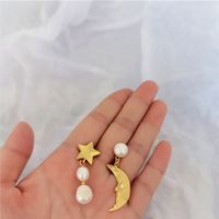 1 Pair Simple Style Star Patchwork Copper Drop Earrings sku image 1