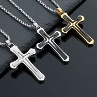 Hip-hop Cross Titanium Steel Inlay Zircon Unisex Pendant Necklace main image 1