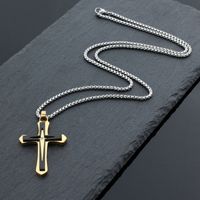 Hip-hop Cross Titanium Steel Inlay Zircon Unisex Pendant Necklace main image 4