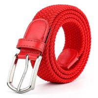 Simple Style Solid Color Imitation Leather Alloy Woven Belt Unisex Leather Belts sku image 1