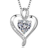 Simple Style Heart Shape Sterling Silver Inlay Zircon Charms Pendant Necklace sku image 4