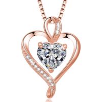 Simple Style Heart Shape Sterling Silver Inlay Zircon Charms Pendant Necklace sku image 5