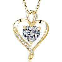 Simple Style Heart Shape Sterling Silver Inlay Zircon Charms Pendant Necklace sku image 6