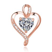 Simple Style Heart Shape Sterling Silver Inlay Zircon Charms Pendant Necklace sku image 2