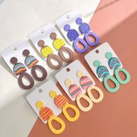 1 Pair Sweet U Shape Colorful Polka Dots Hollow Out Arylic Soft Clay Drop Earrings main image 1
