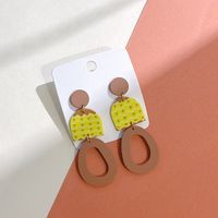 1 Pair Sweet U Shape Colorful Polka Dots Hollow Out Arylic Soft Clay Drop Earrings sku image 6