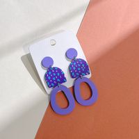 1 Pair Sweet U Shape Colorful Polka Dots Hollow Out Arylic Soft Clay Drop Earrings sku image 4