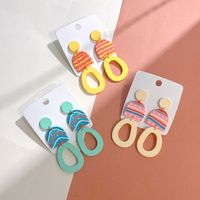 1 Pair Sweet U Shape Colorful Polka Dots Hollow Out Arylic Soft Clay Drop Earrings main image 4