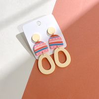 1 Pair Sweet U Shape Colorful Polka Dots Hollow Out Arylic Soft Clay Drop Earrings sku image 2